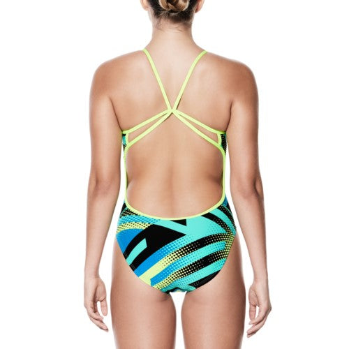 NIKE SWIM Women\'s Tidal Riot Performance Modern Cut Out One Piece Swimsuit