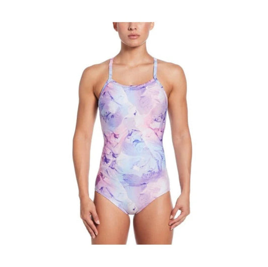 NIKE Women\'s Hydrastrong Multi Print Racerback One Piece Swimsuit