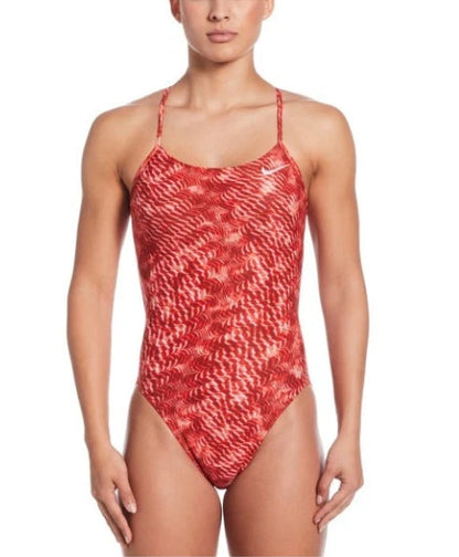 Nike Women\'s HydraStrong Pool Lanes Cut Out One Piece Swimsuit