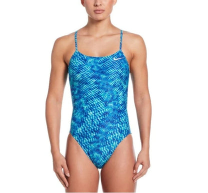 Nike Women\'s HydraStrong Pool Lanes Cut Out One Piece Swimsuit
