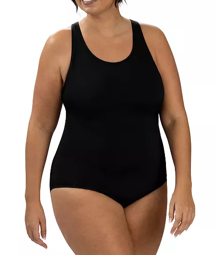 Dolfin AQUASHAPE Womens Solid Scoop Neck Conservative 1-Piece