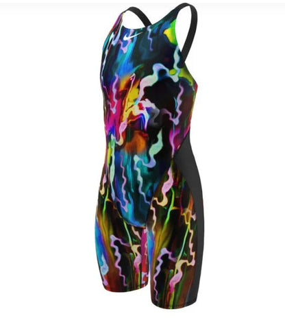 NIKE Girl\'s HydraStrong Open Back Kneeskin Tech Suit Swimsuit