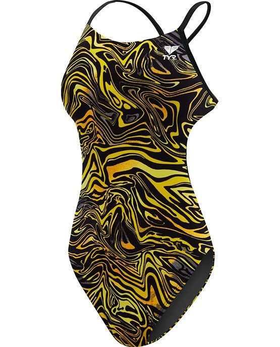 TYR Girls' Heat Wave Cutoutfit Swimsuit- Youth