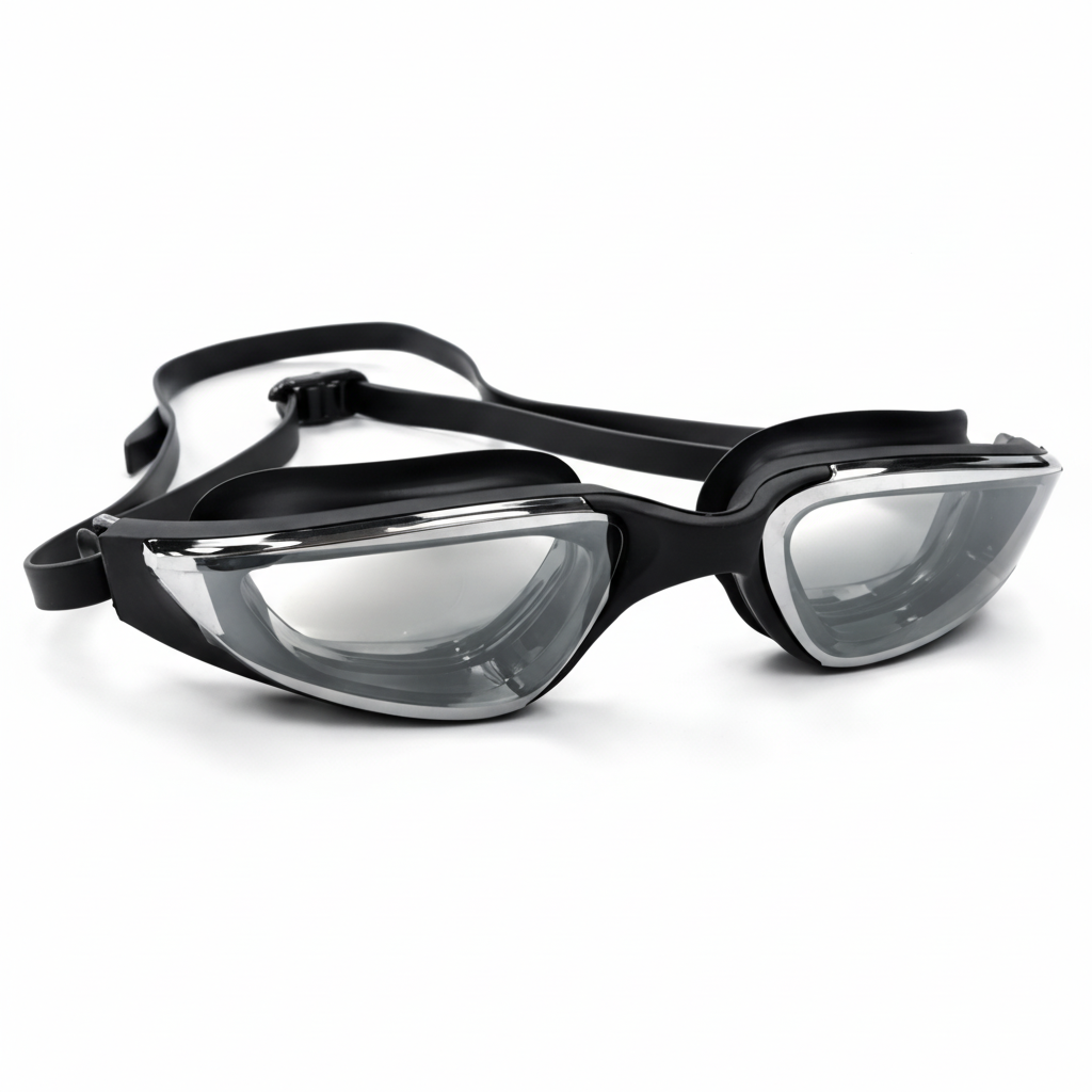 Black Silver Goggles Pure White Background