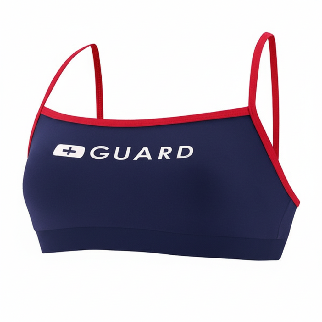 Guard swimsuit with navy bottom band