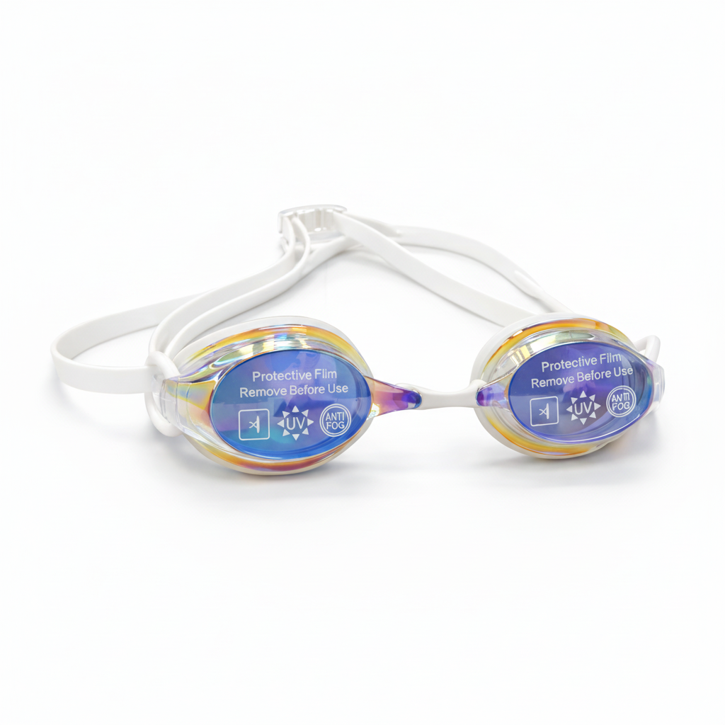 Rainbow Iridescent Goggles Pure White Background