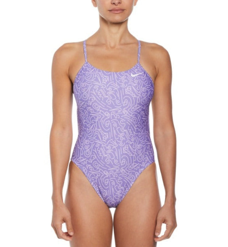 Nike Womens Hydrastrong Multi Print Cutout One Piece