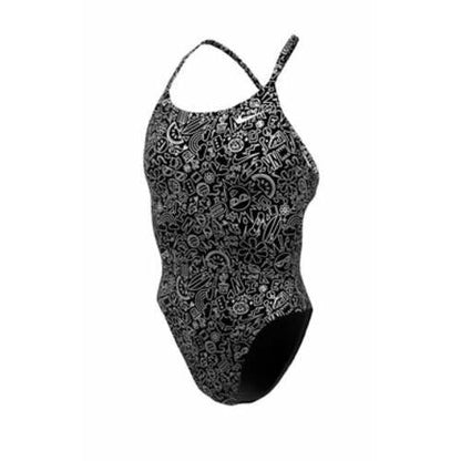 Nike Women's Hydrastrong Multiprint Lace-Up Tie-Back One Piece Swimsuit