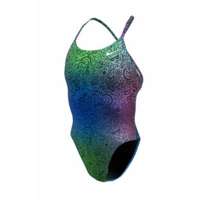 Nike Women's Hydrastrong Multiprint Lace-Up Tie-Back One Piece Swimsuit