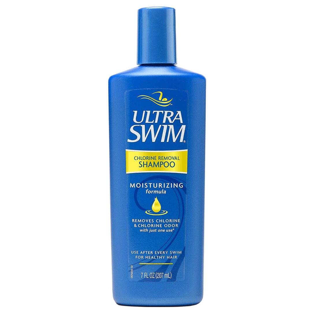 A close-up shot of ultra swim chlorine removal shampoo