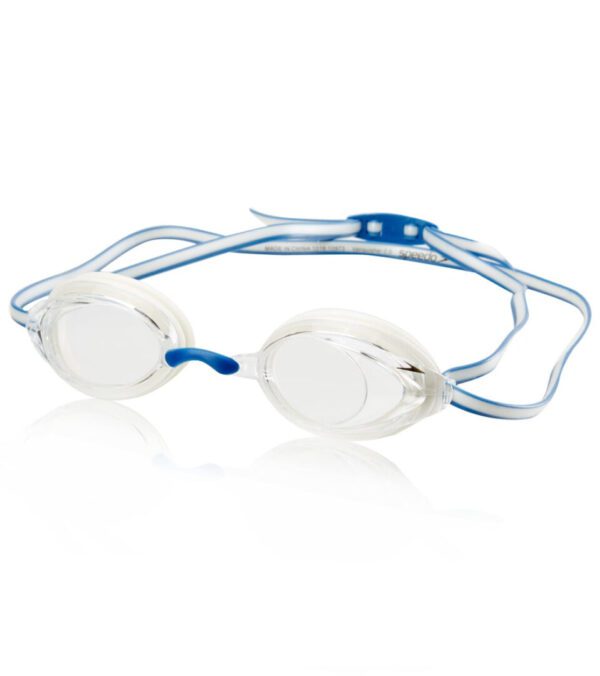 A close-up shot of white and navy blue Goggles